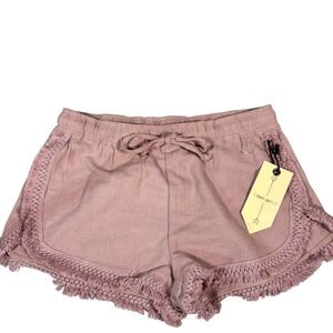 Banjara‎ Shorts Womens Medium Mauve Pink Fringe Trim Cotton Boho VQ3370BBTJ